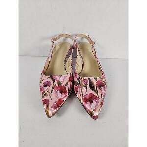 Floral Twee Liz Claiborne Sheba Slingback Pointed Toe Ballet Flats Shoe Sz 9.5 M
